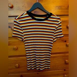 Red, Orange, Yellow Striped Tee